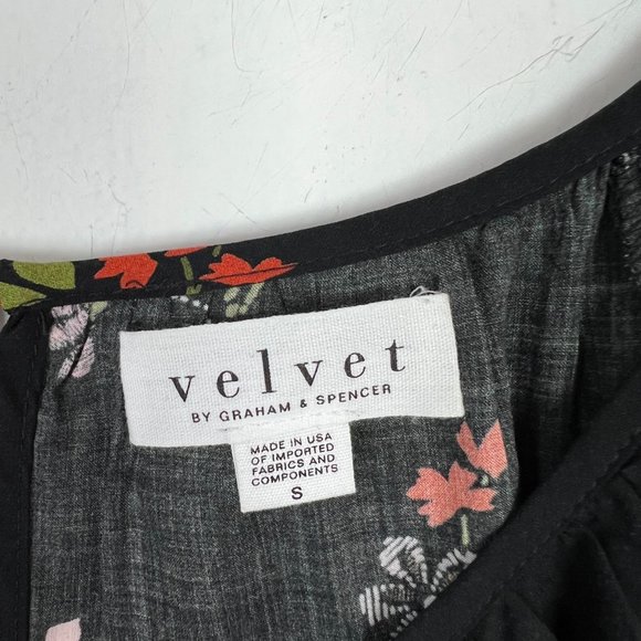 Velvet Graham & Spencer Vivian Floral Print Cold-shoulder Top Size Small S A1689 - Picture 7 of 11